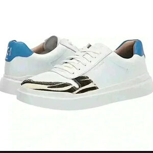 Cole Haan Women's Grandpro Rally Court Sneaker Size 5 B  W21916 White/Zebra/Blue